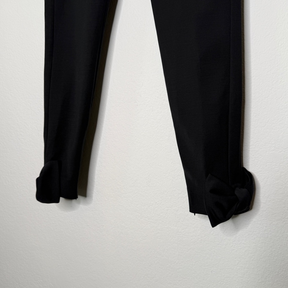 Ted Baker London Bow Ankle Pants Black High Rise Acetate Cotton Blend Size 4 - Picture 3 of 9